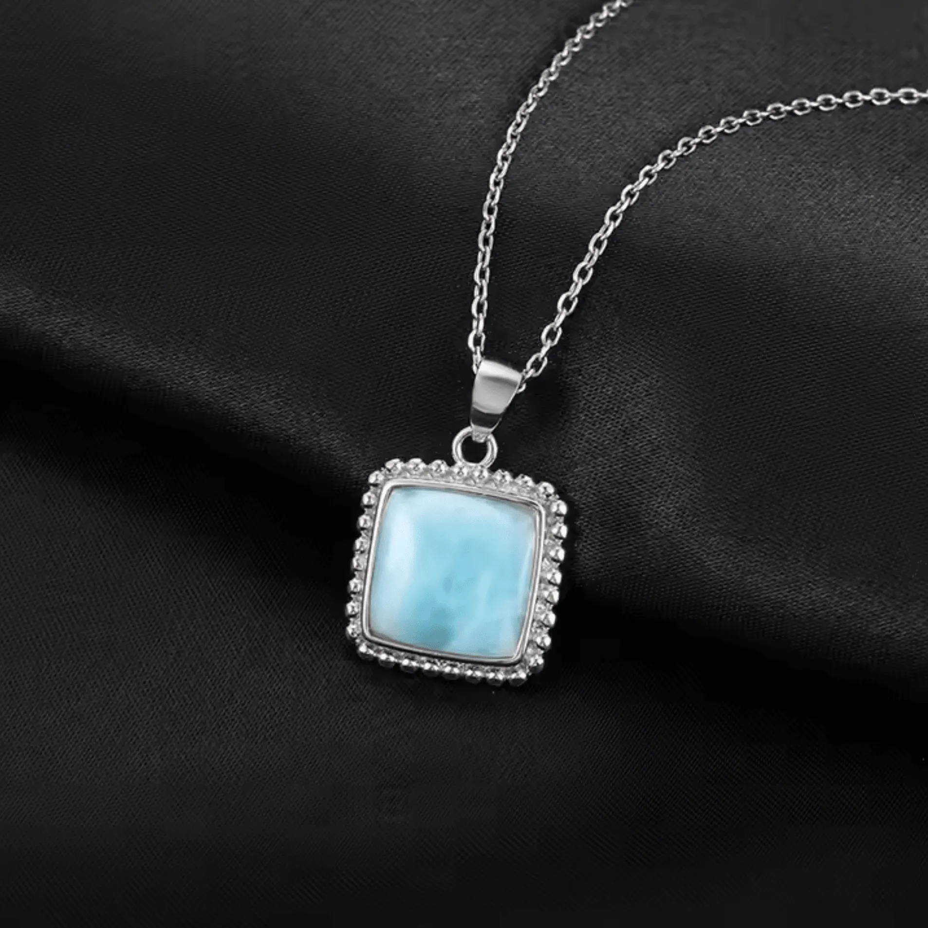 Sky Blue Larimar & Sterling Silver Square Pendant Necklace sold by Zulily product image thumbnail 2