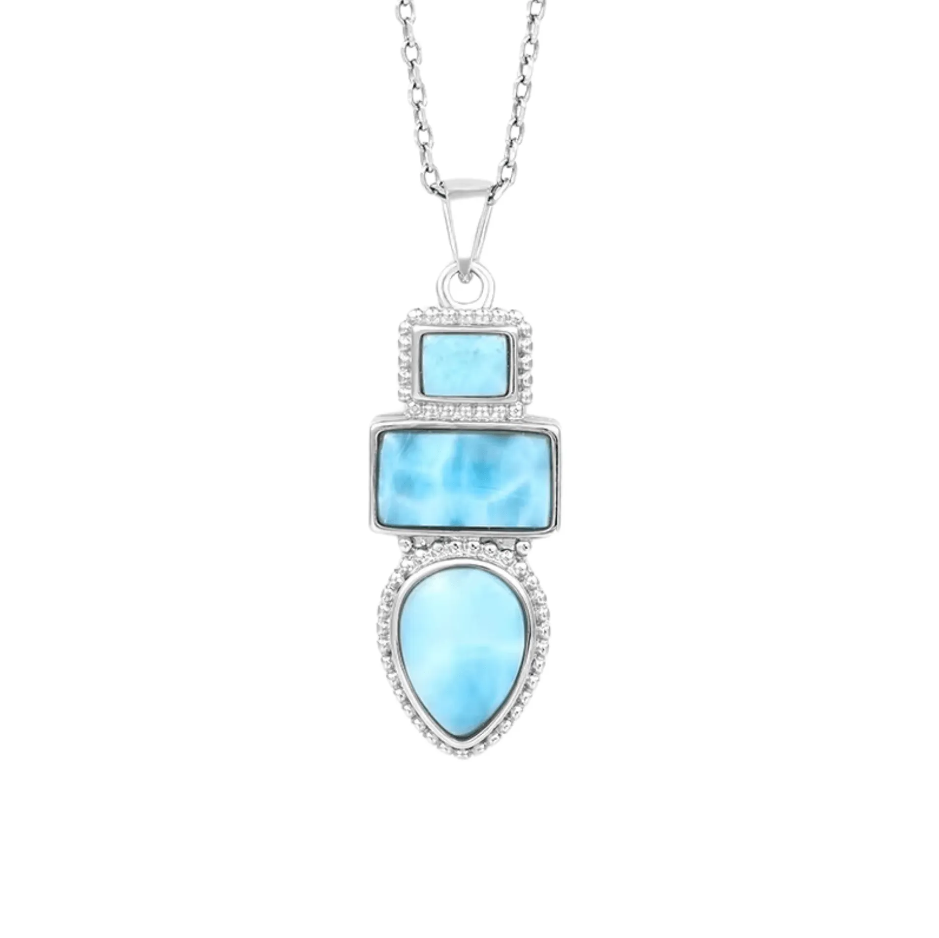 Sky Blue Larimar & Sterling Silver Geometric Pendant Necklace sold by Zulily