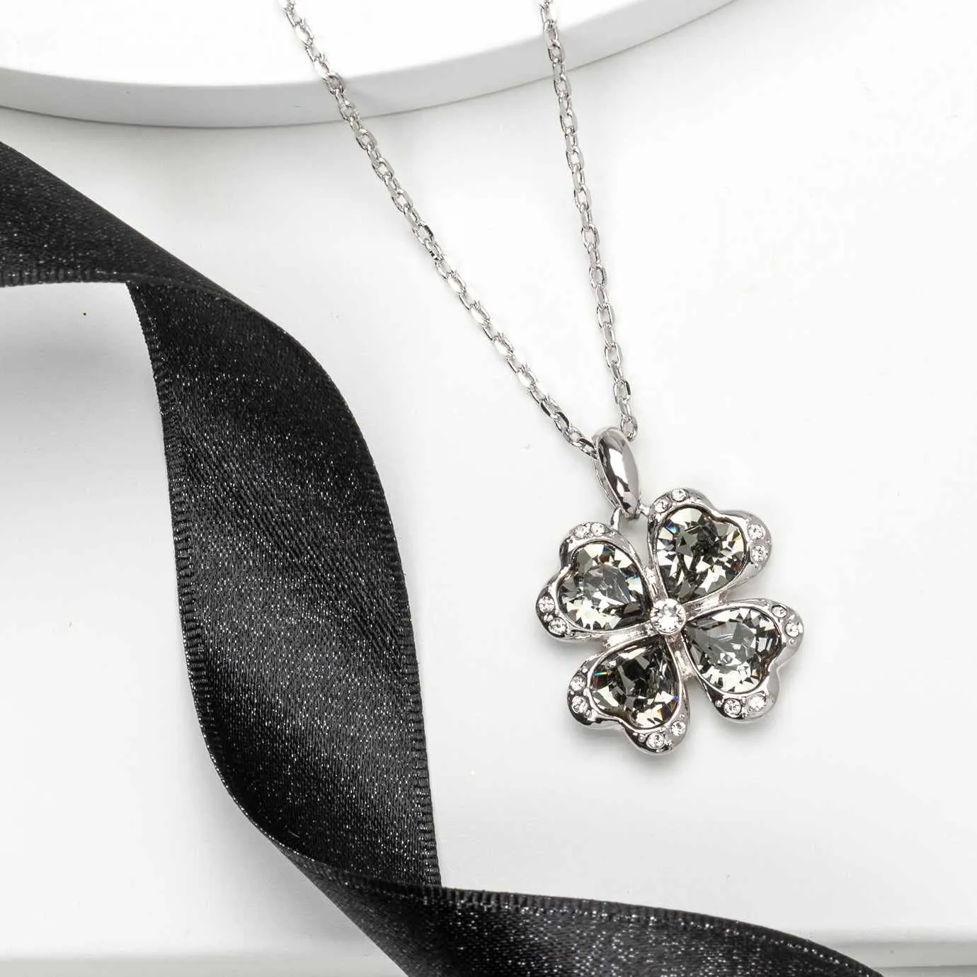 Silvernight Swarovski Crystal Necklace – Crystal Four Leaf Clover Pendant Necklace By callura sold by Zulily