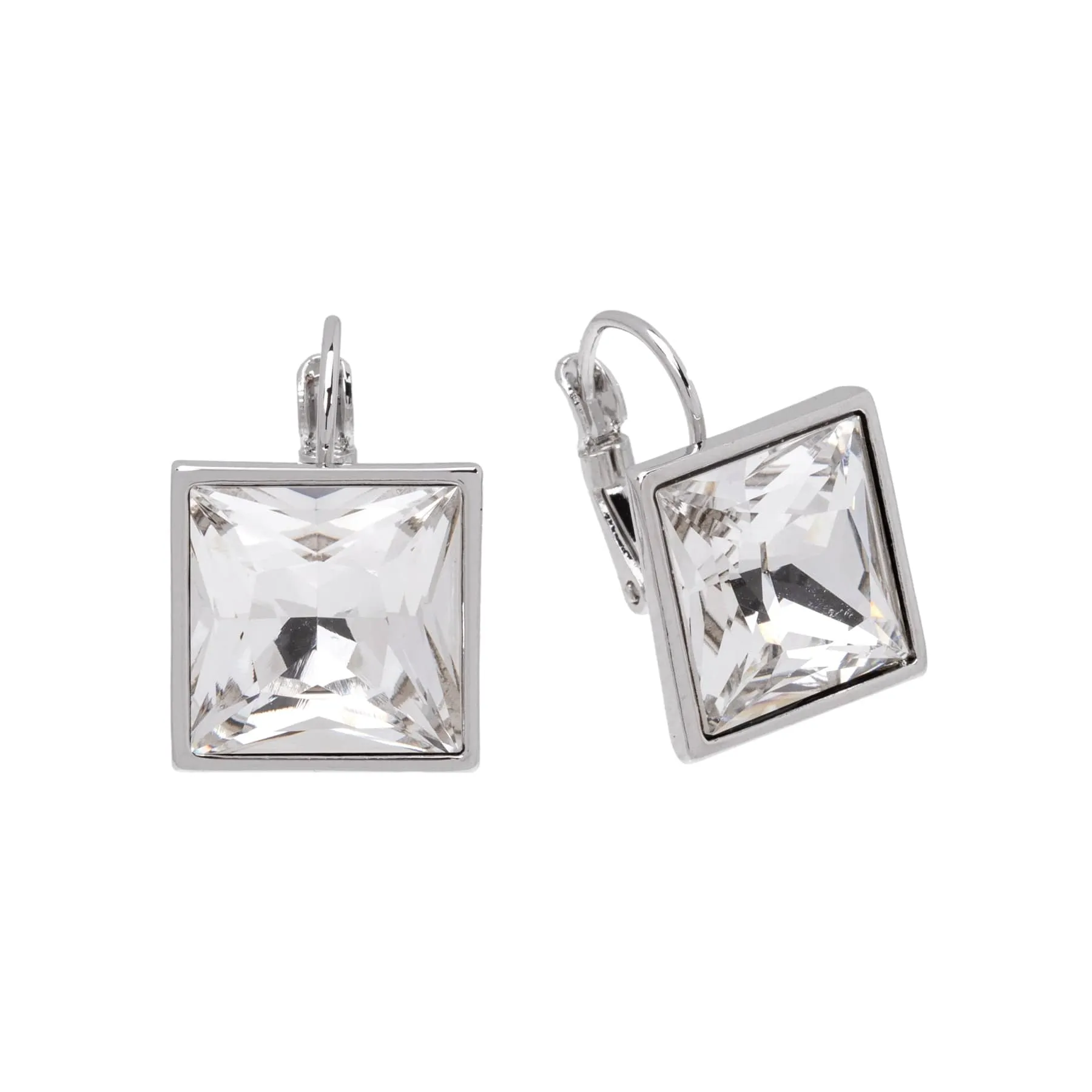 Silvertone Clear Swarovski Crystal Square Leverback Earrings By callura sold by Zulily