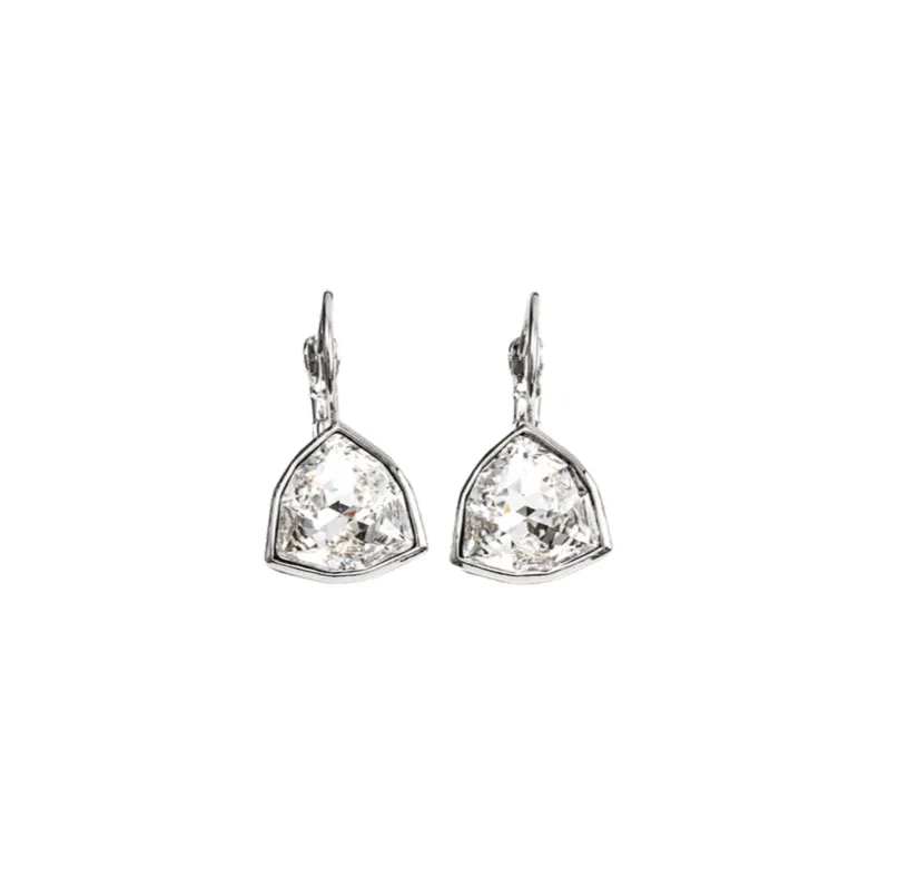 Silvertone Clear Trillium Swarovski Crystal Leverback Earrings By callura sold by Zulily