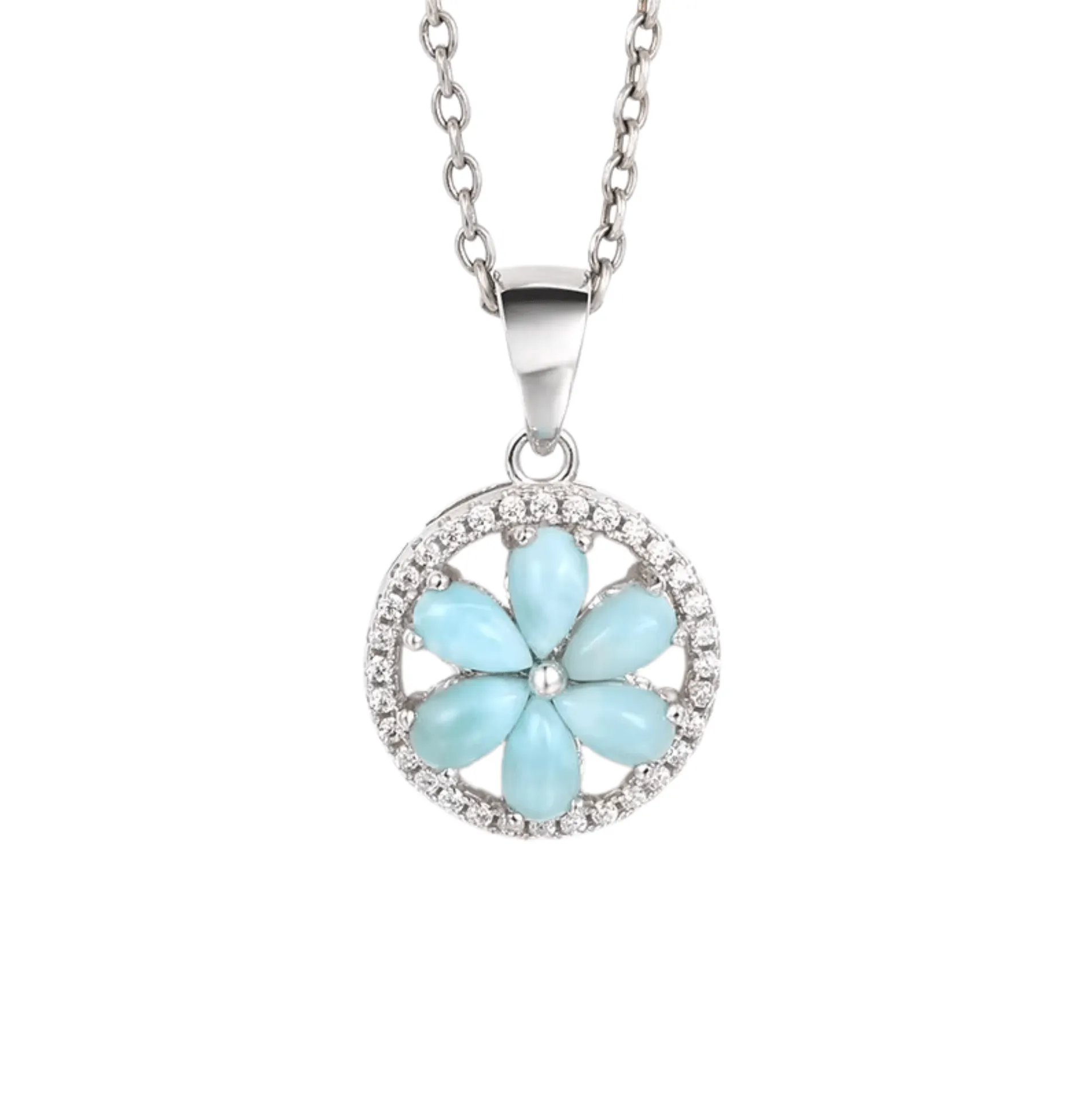 Sky Blue Larimar & Sterling Silver Floral Pendant Necklace sold by Zulily