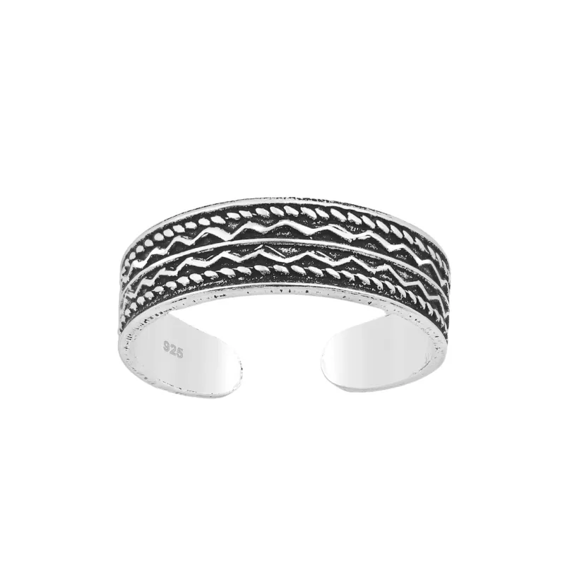 Sterling Silver Oxidized Patterned Toe Ring sold by Zulily
