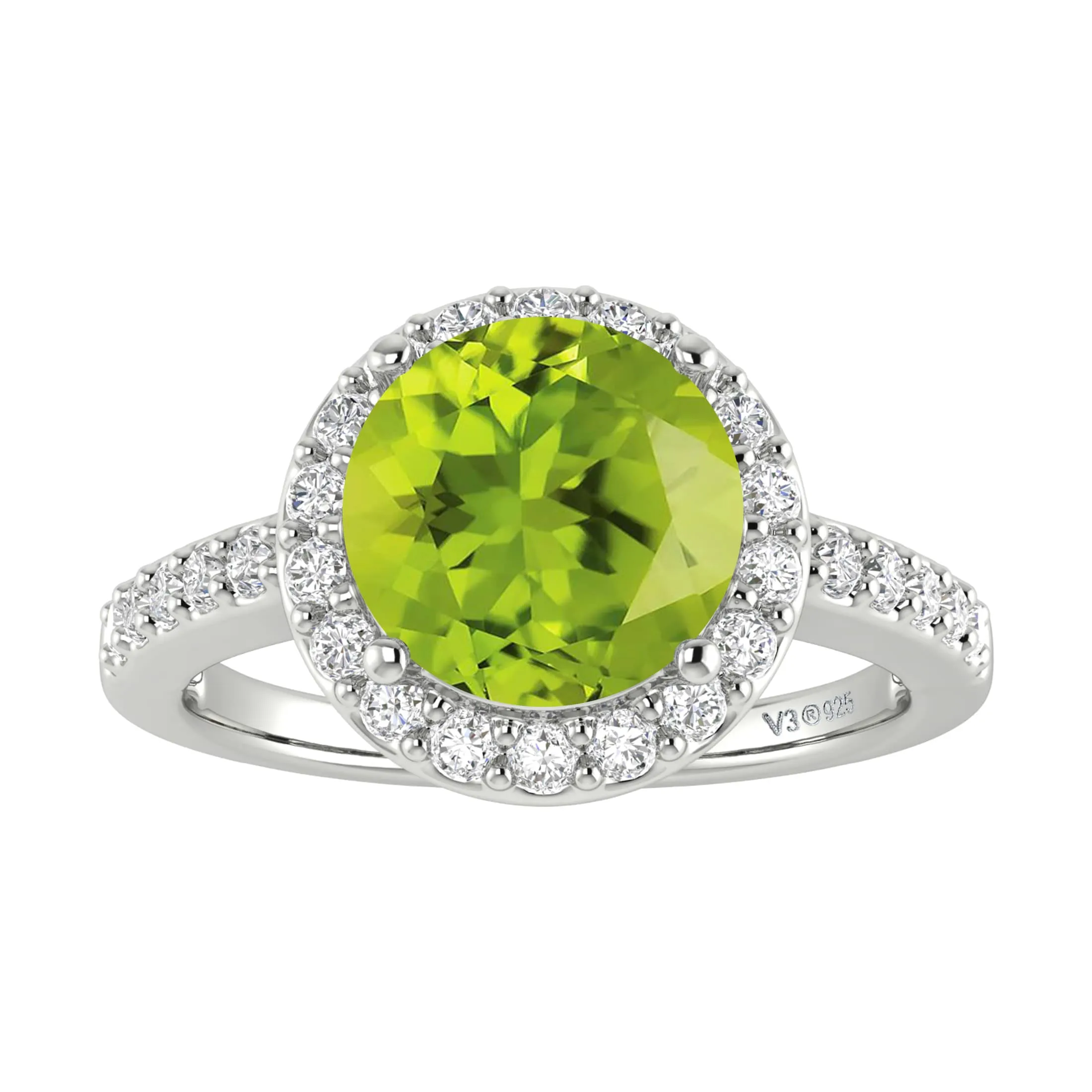 V3 Jewelry 2.65CT Natural Peridot and White Topaz Sterling Silver Halo Ring sold by Zulily product image thumbnail 4