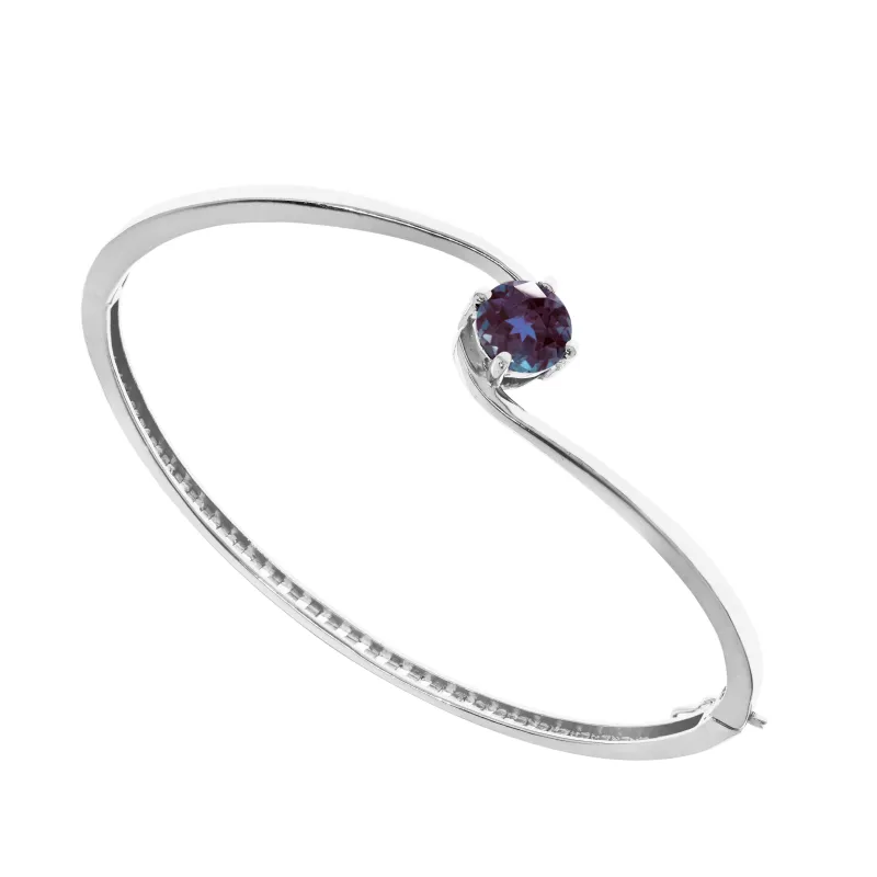 V3 Jewelry Sterling Silver 2.20CT Color Changing Alexandrite Solitaire Bangle Bracelet sold by Zulily