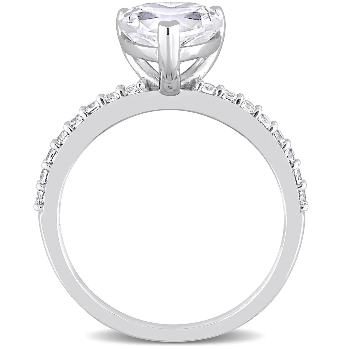 Miadora 2 3/5ct TGW Heart-cut Created White Sapphire Engagement Ring in 10k White Gold sold by Zulily product image thumbnail 5