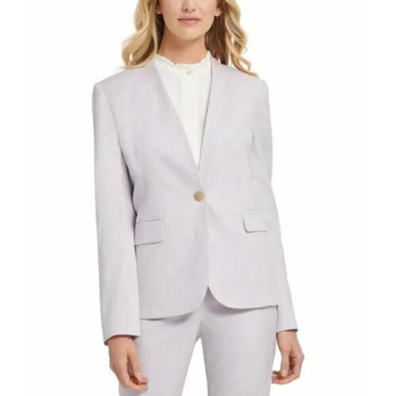 DKNY Women's Collarless Pinstripe One Button Blazer Gray Size 0 sold by Zulily