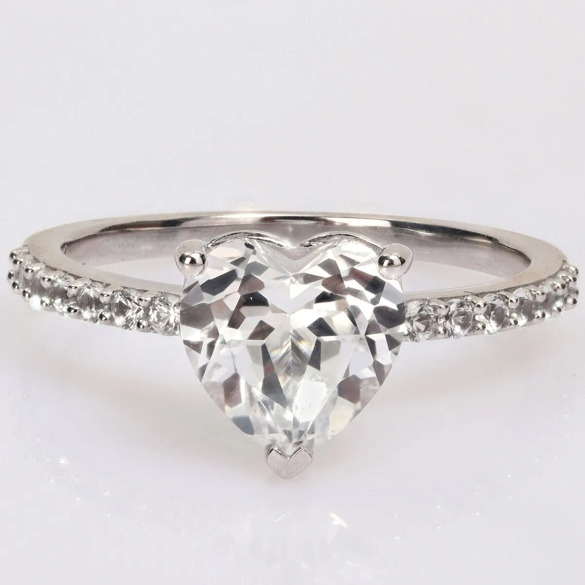 Miadora 2 3/5ct TGW Heart-cut Created White Sapphire Engagement Ring in 10k White Gold sold by Zulily product image thumbnail 2