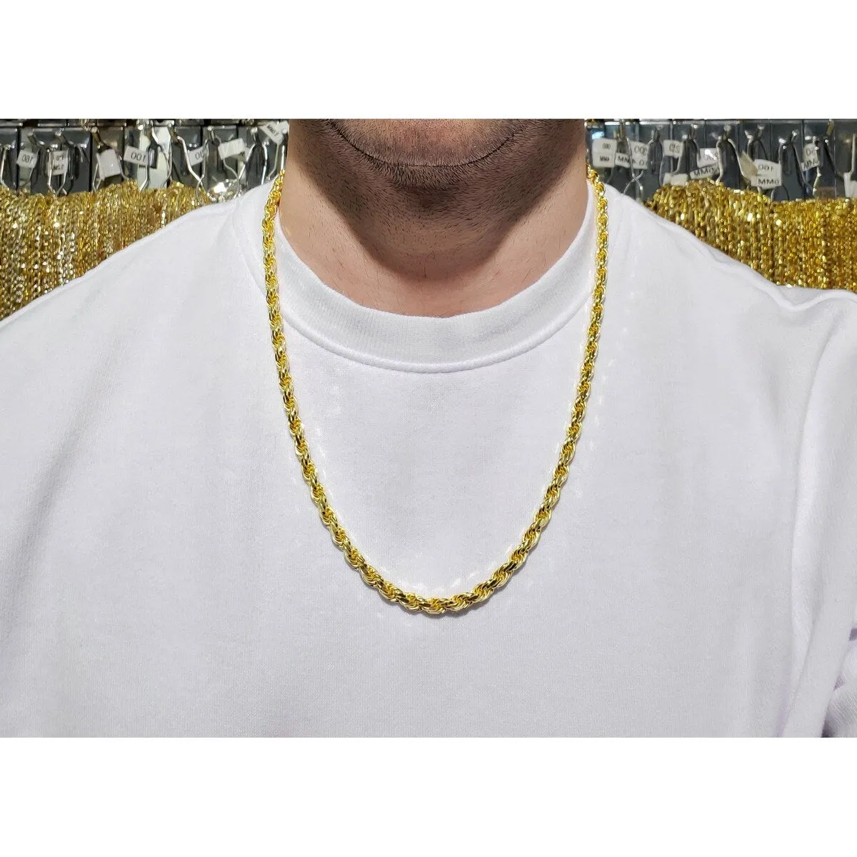 14K Yellow Gold Over Silver 5.5MM Rope Diamond-Cut Braided Twist .925 Necklace Chain, Gold Chain for Men & Women, Made In Italy sold by Zulily product image thumbnail 2
