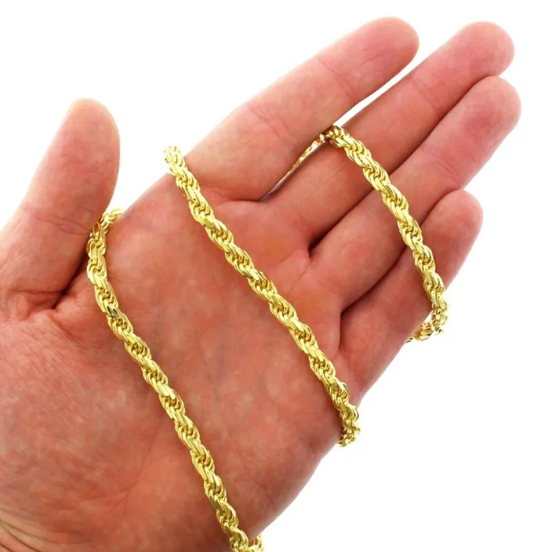 14K Yellow Gold Over Silver 5.5MM Rope Diamond-Cut Braided Twist .925 Necklace Chain, Gold Chain for Men & Women, Made In Italy sold by Zulily