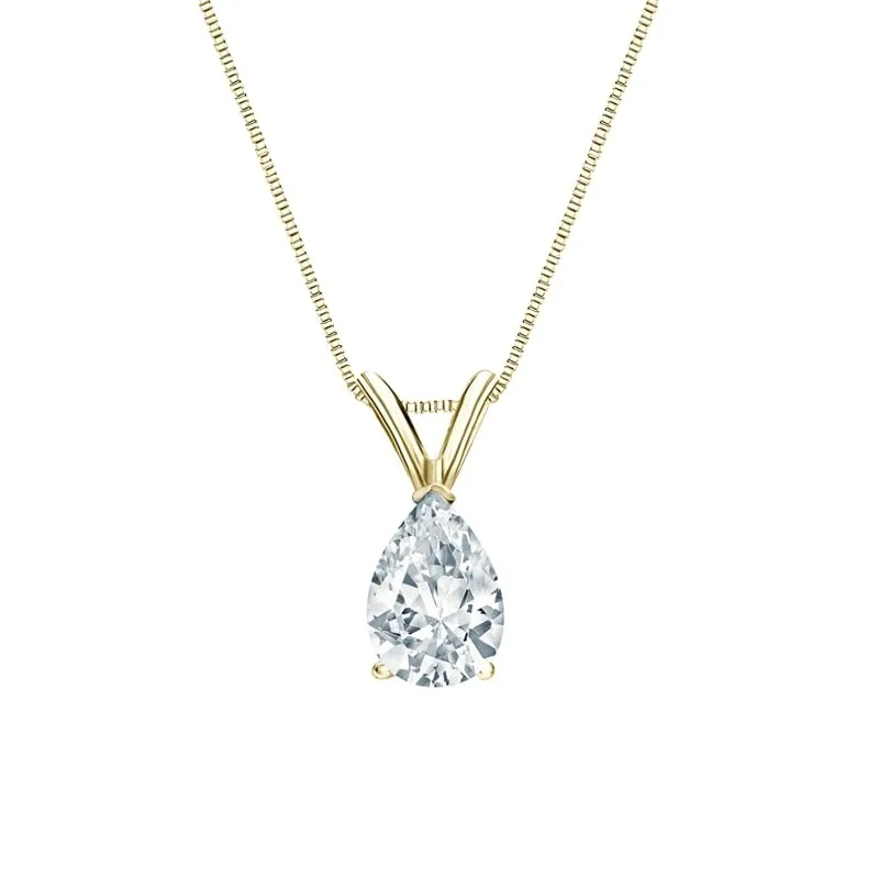 Auriya 14-karat Gold 0.60ctw Pear Solitaire Lab Grown Diamond Necklace V-End (F-G VS) Prong - 0.60 sold by Zulily product image thumbnail 2