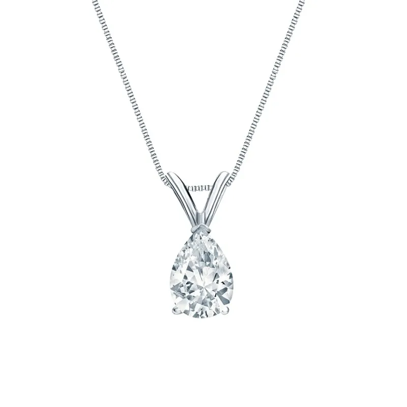 Auriya 14-karat Gold 0.60ctw Pear Solitaire Lab Grown Diamond Necklace V-End (F-G VS) Prong - 0.60 sold by Zulily