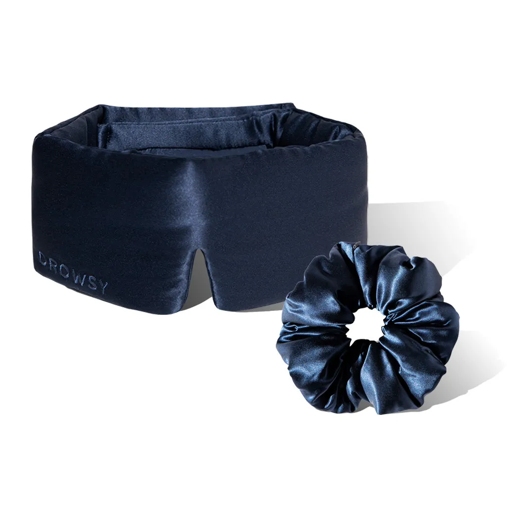 Drowsy Sleep Co. Sleep Mask + Scrunchie - Midnight Blue sold by Zulily