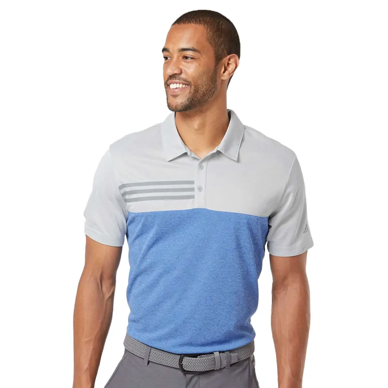 adidas Men's Heathered Colorblocked 3-Stripes Polo sold by Zulily