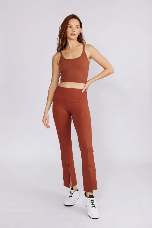 Cream Yoga Women's Julia Front-Slit Flare Pants Rust sold by Zulily
