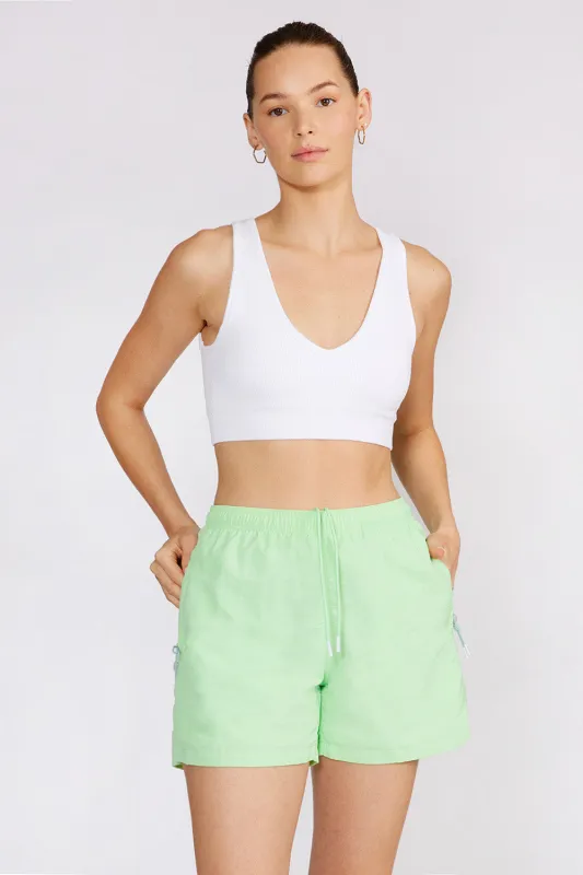Cream Yoga Women's Sage v-neck seamless bra top white sold by Zulily