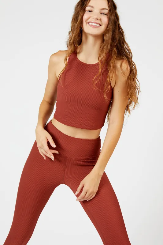 Cream Yoga Women's Nicole high-neck bra tank amber sold by Zulily