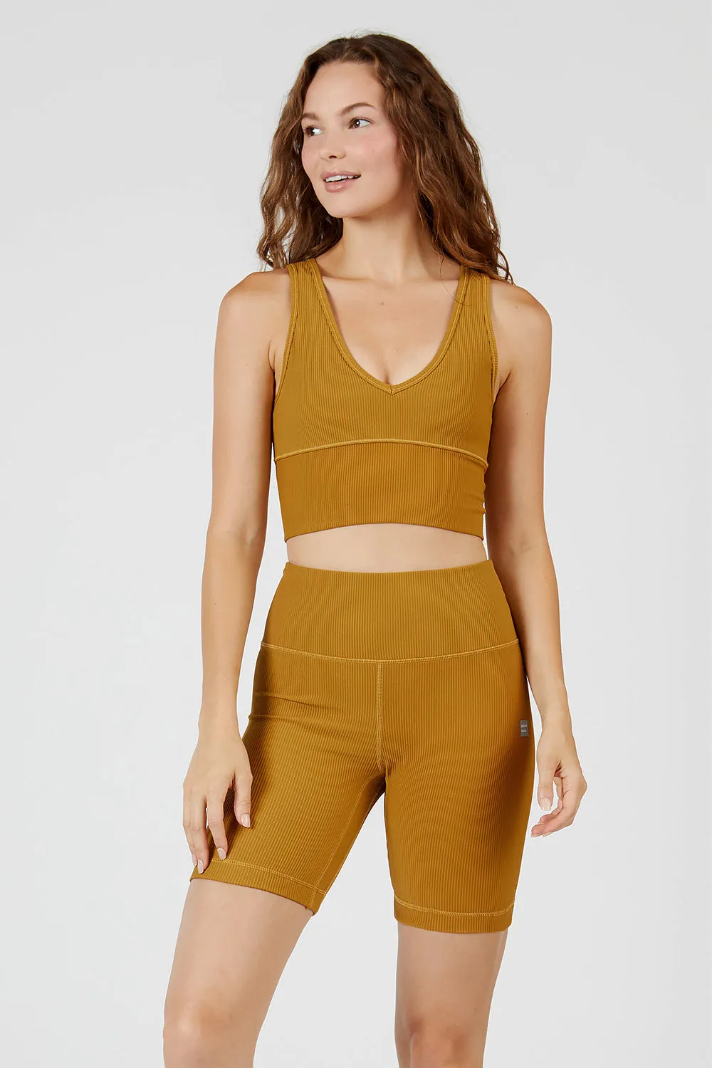 Cream Yoga Women's Harper biker shorts honey 8" sold by Zulily