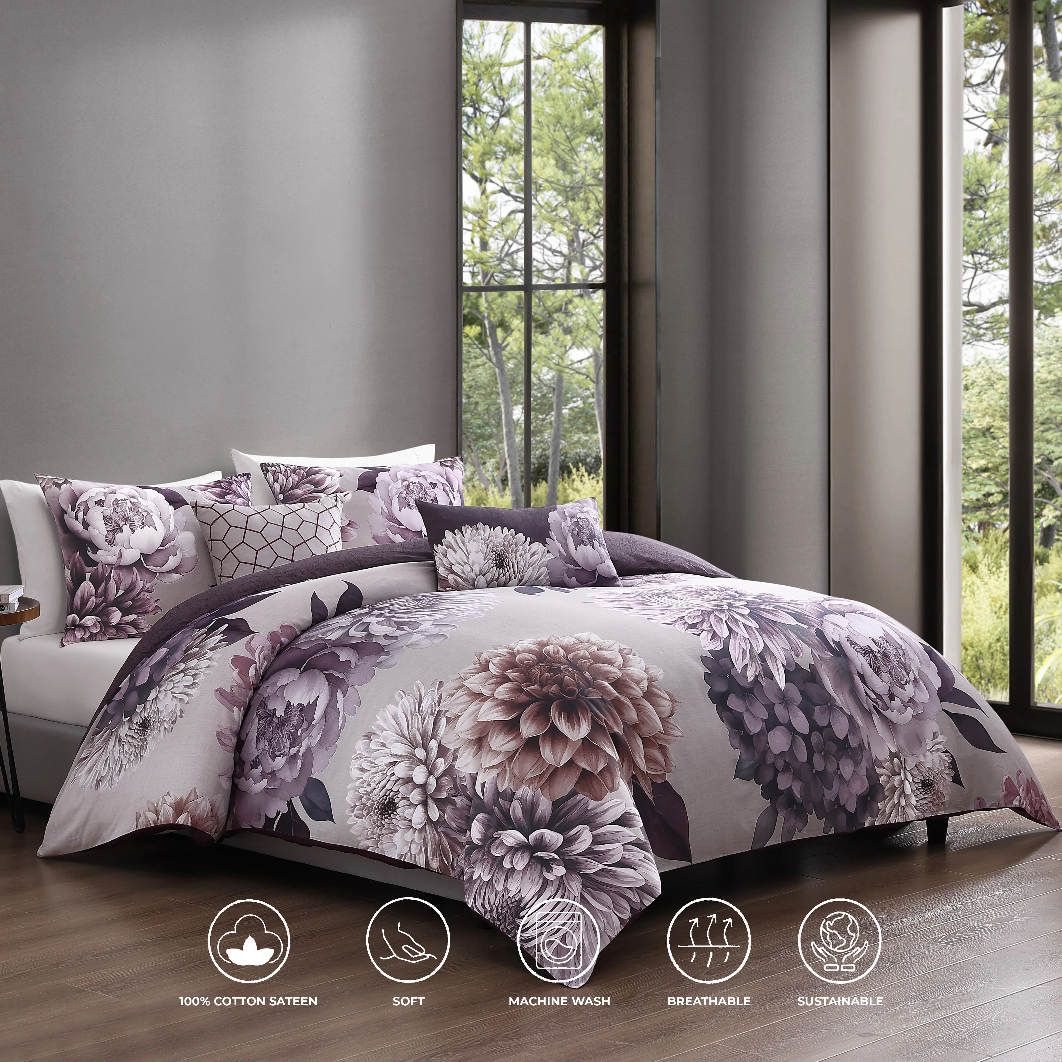 Bebejan Plum Petal 5 Piece Reversible Comforter Set sold by Zulily product image thumbnail 2