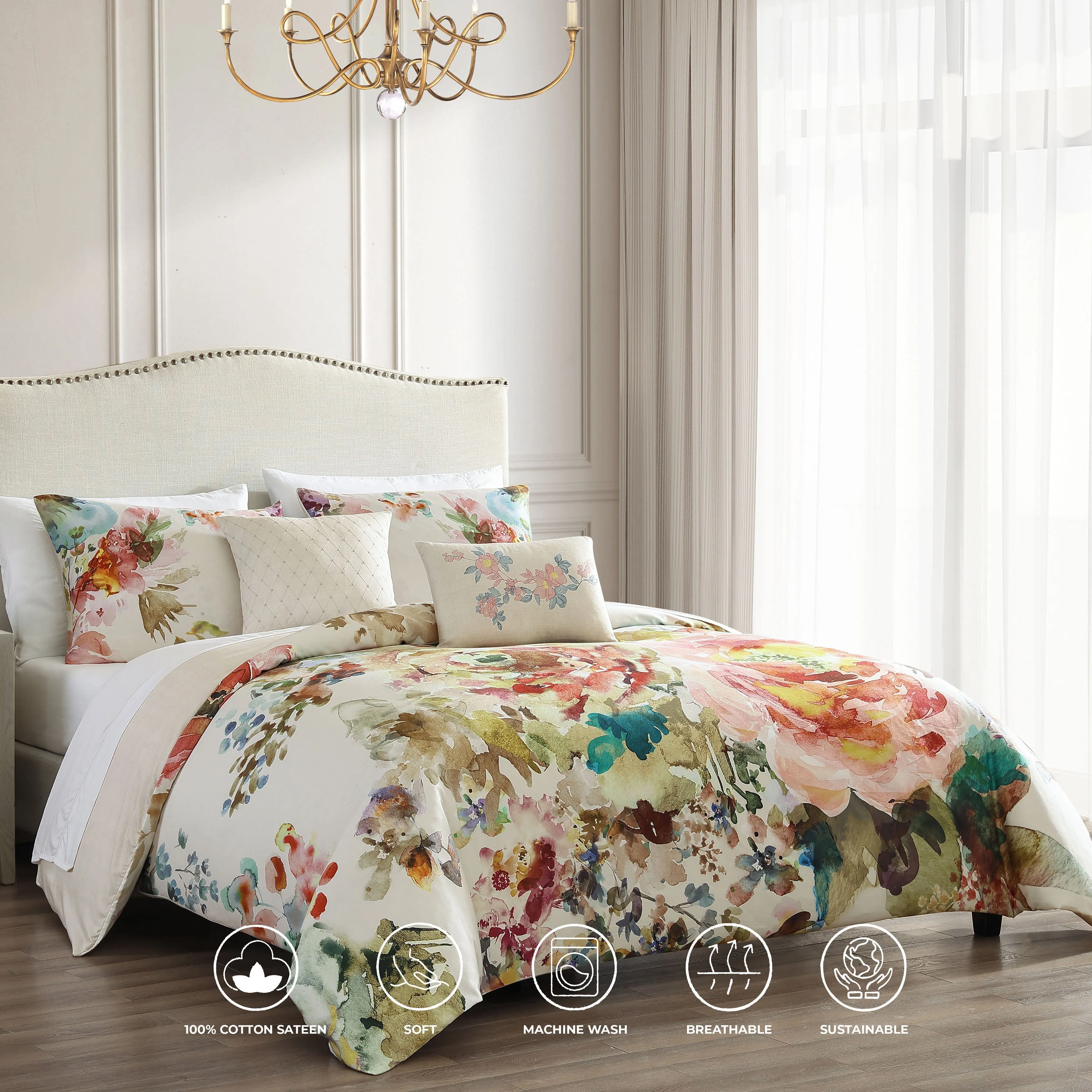 Bebejan Antique Flowers Ivory 5 Piece Reversible Comforter Set sold by Zulily product image thumbnail 2