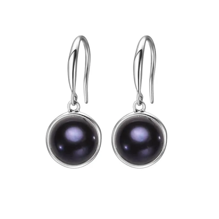 Black Freshwater Pearl Circular Drop Earrings sold by Zulily
