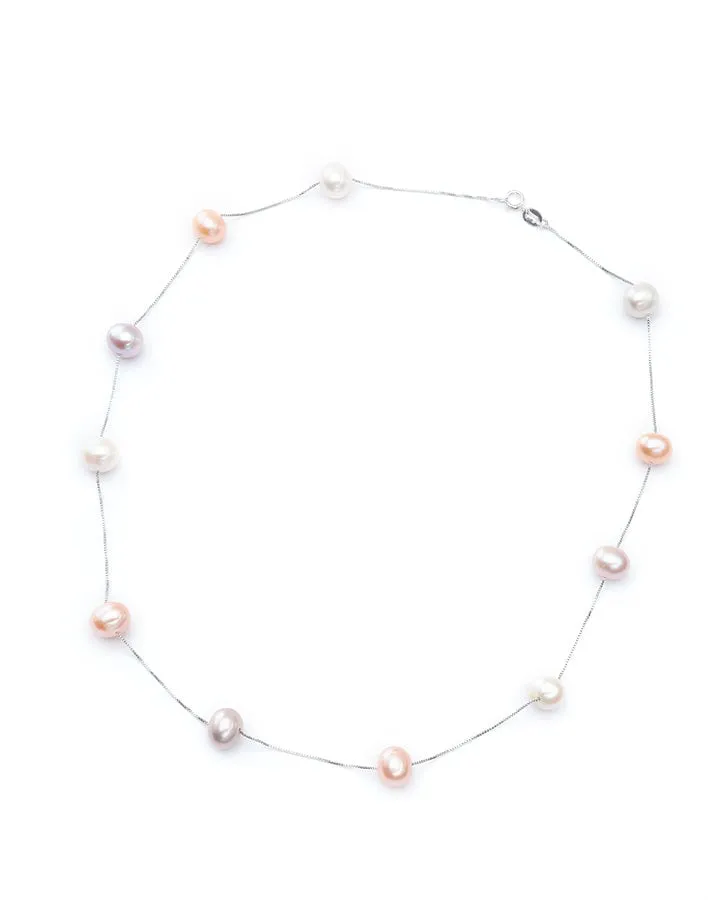 Multi Colored Freshwater Pearl Station Chain Necklace sold by Zulily