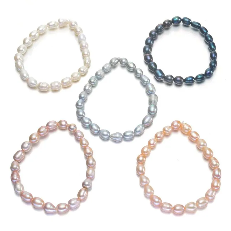 Set Of 5 Multi-colored Freshwater Pearl Stretch Bracelets sold by Zulily