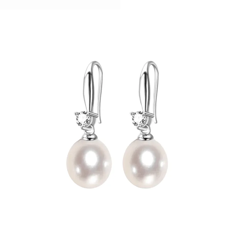 White Freshwater Pearl Dainty Cubic Zirconia Drop Earrings sold by Zulily