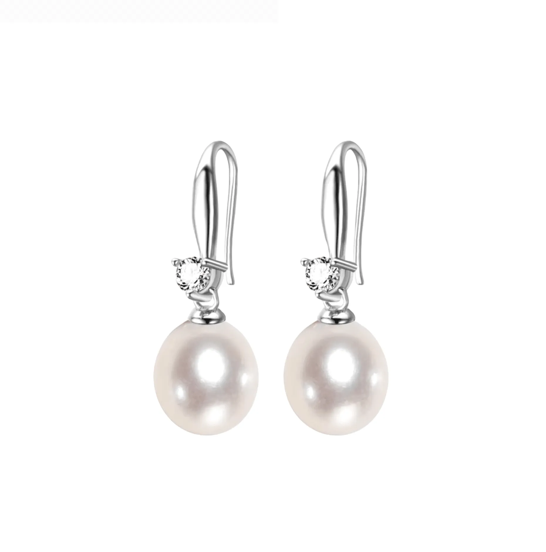 White Freshwater Pearl Dainty Cubic Zirconia Drop Earrings sold by Zulily
