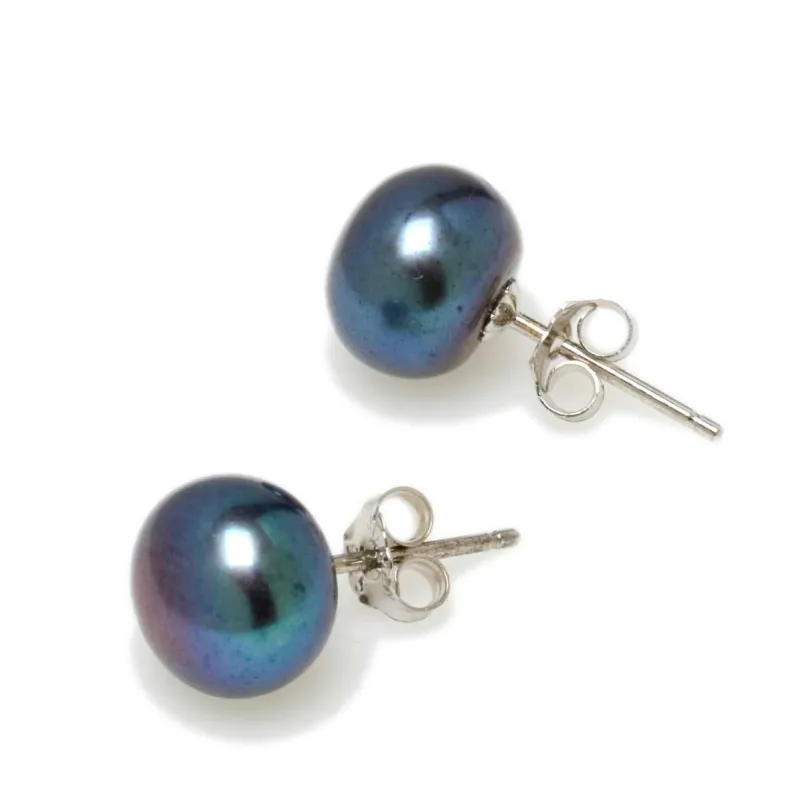 Black Freshwater Pearl Stud Earrings sold by Zulily