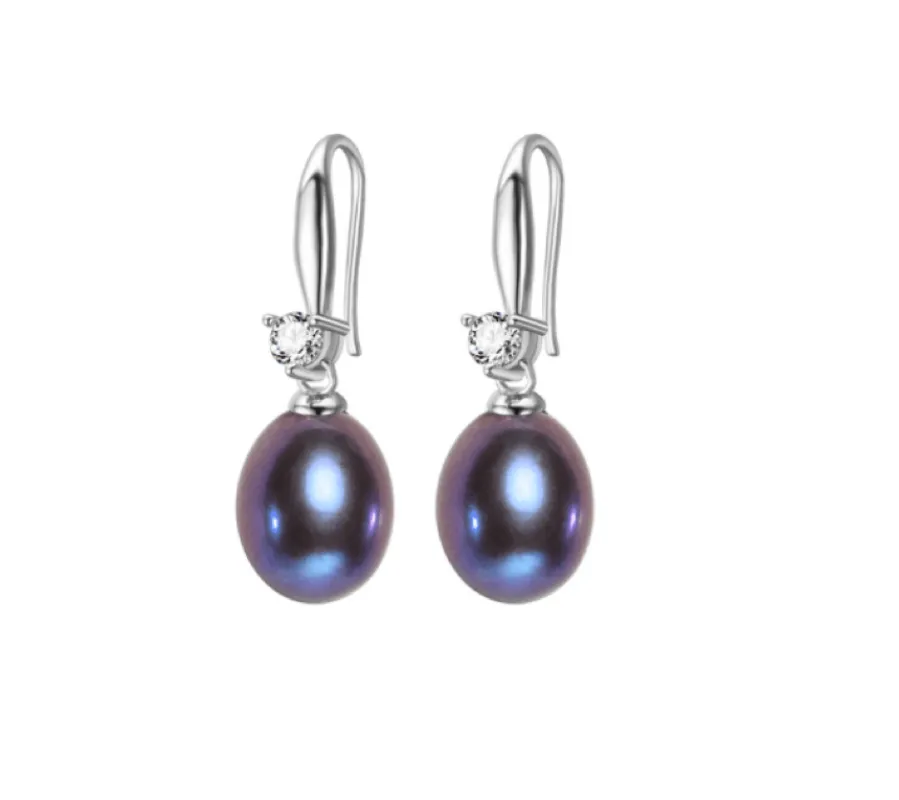 Black Freshwater Pearl Dainty Cubic Zirconia Drop Earrings sold by Zulily