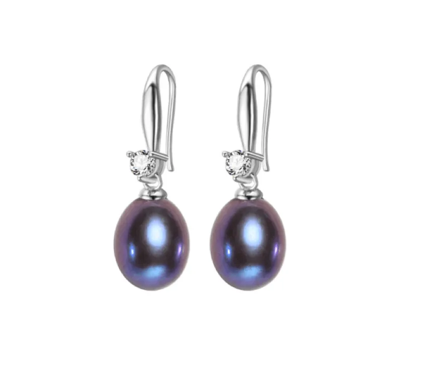 Black Freshwater Pearl Dainty Cubic Zirconia Drop Earrings sold by Zulily