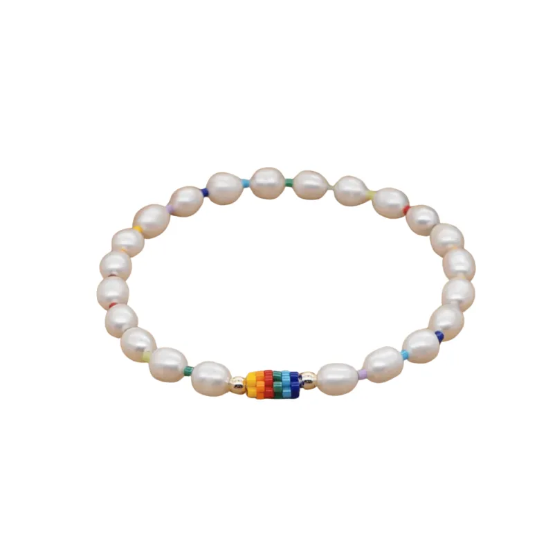 Multi Colored Beaded & Freshwater Pearl Bracelet sold by Zulily