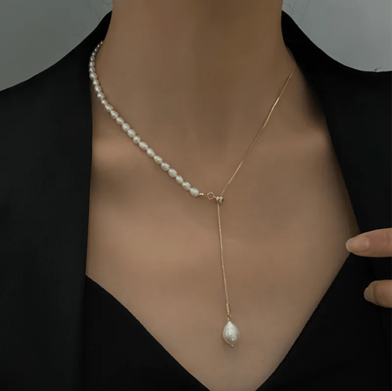Goldtone Freshwater Pearl Lariat Style Necklace sold by Zulily