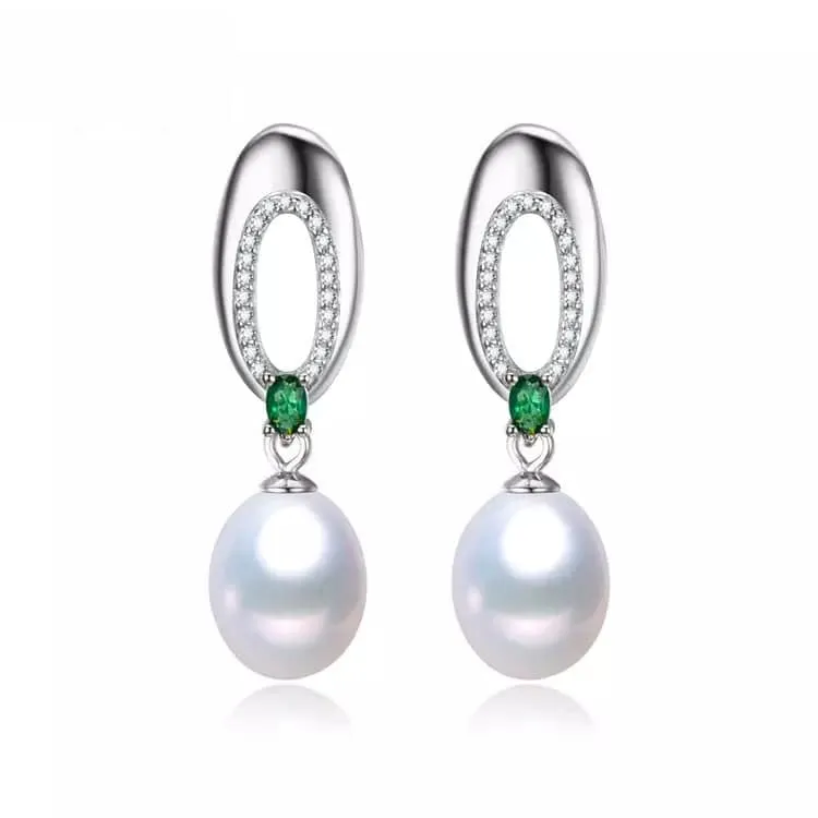 Cultured Pearl & Green Cubic Zirconia Round Drop Earrings sold by Zulily