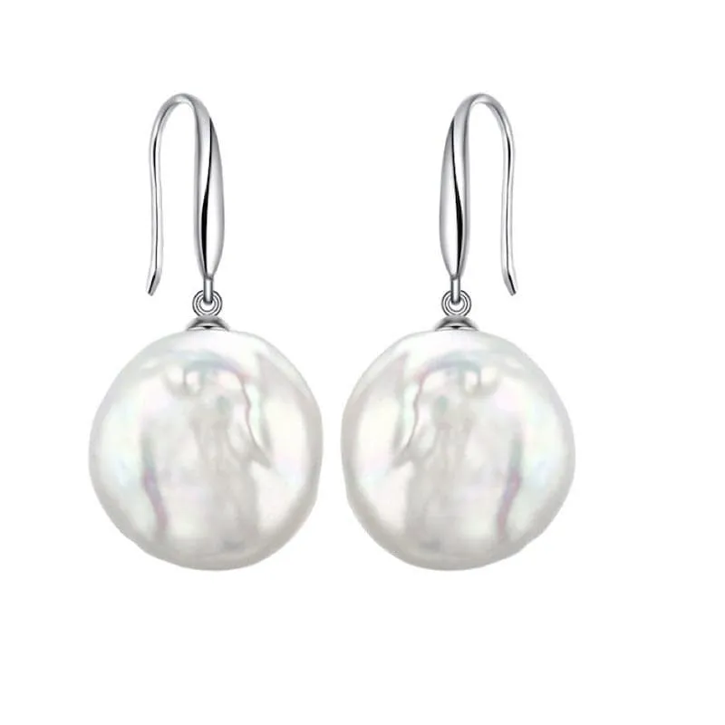 White Coin Freshwater Pearl Drop Earrings sold by Zulily