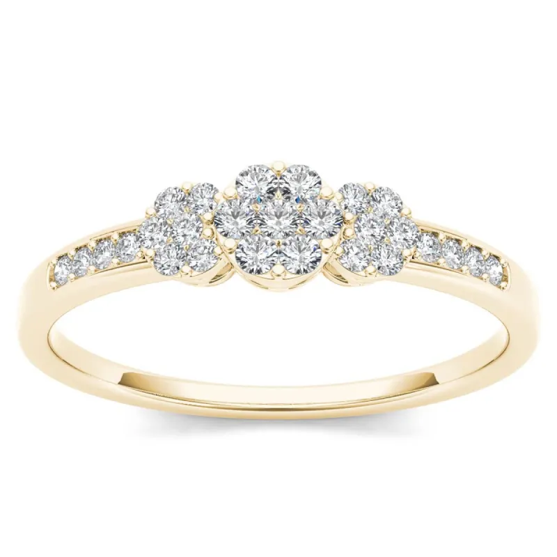 De Couer IGI Certified 10k Yellow Gold 1/5ct TDW Diamond Cluster Engagement Ring sold by Zulily