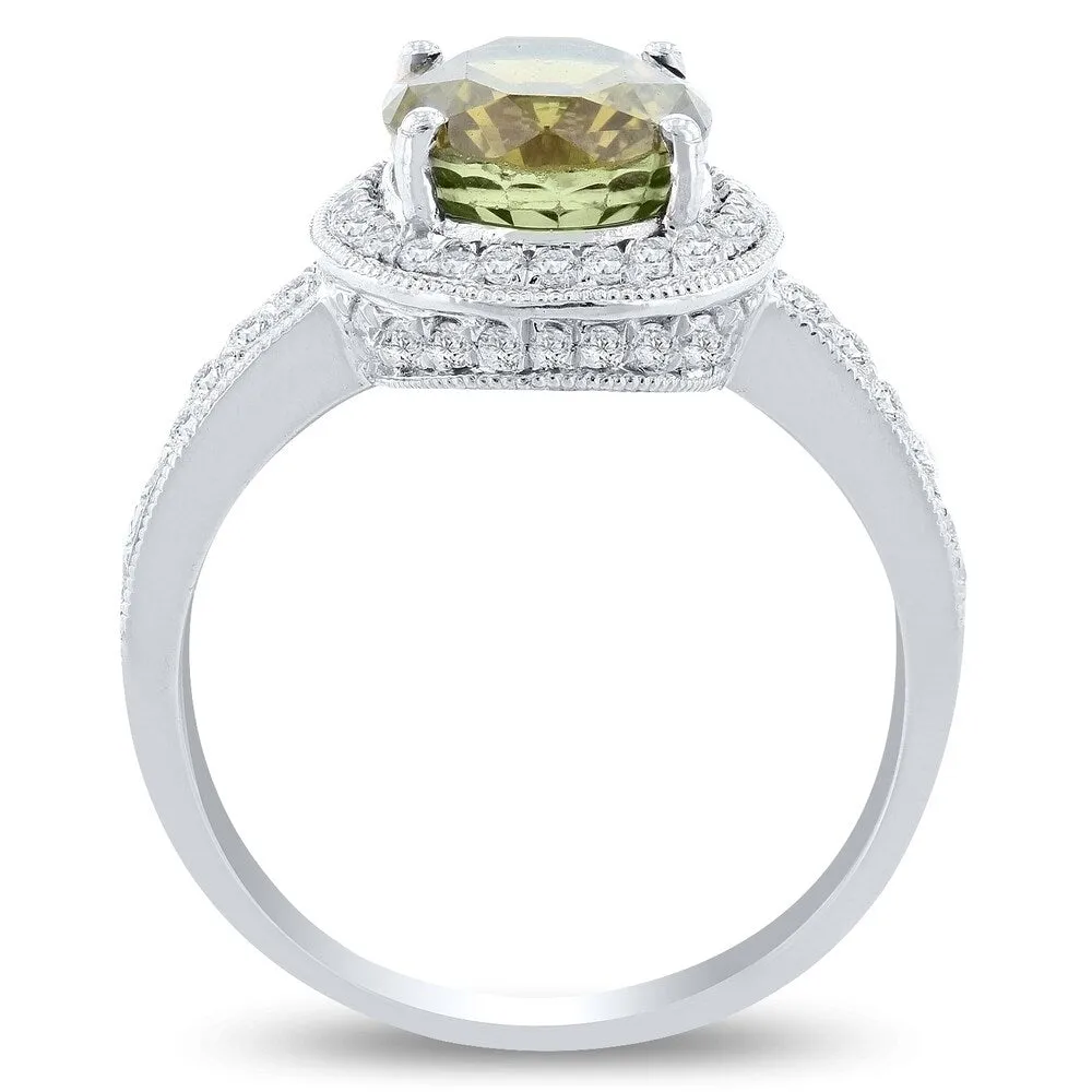 Auriya Platinum Vintage GIA Certified 3 7/8ct Alexandrite and 1/2ct TDW Diamond Halo Engagement Ring sold by Zulily product image thumbnail 5