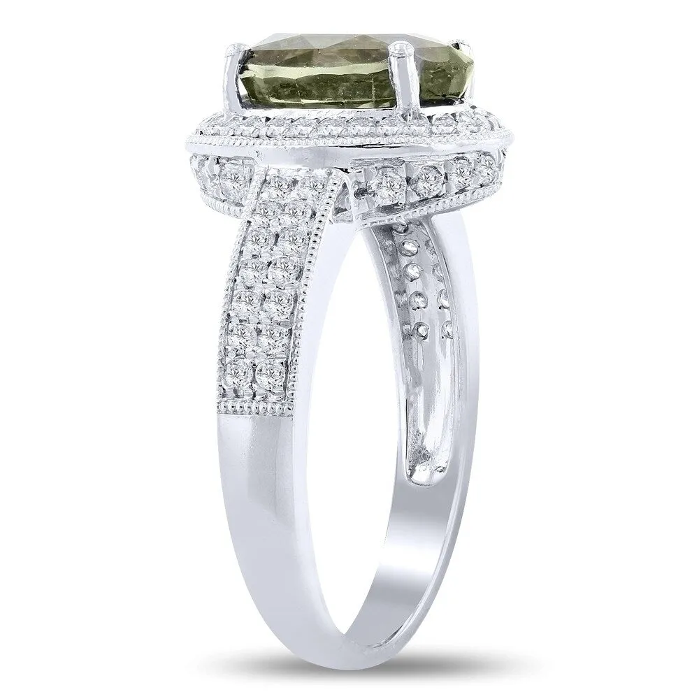 Auriya Platinum Vintage GIA Certified 3 7/8ct Alexandrite and 1/2ct TDW Diamond Halo Engagement Ring sold by Zulily product image thumbnail 4