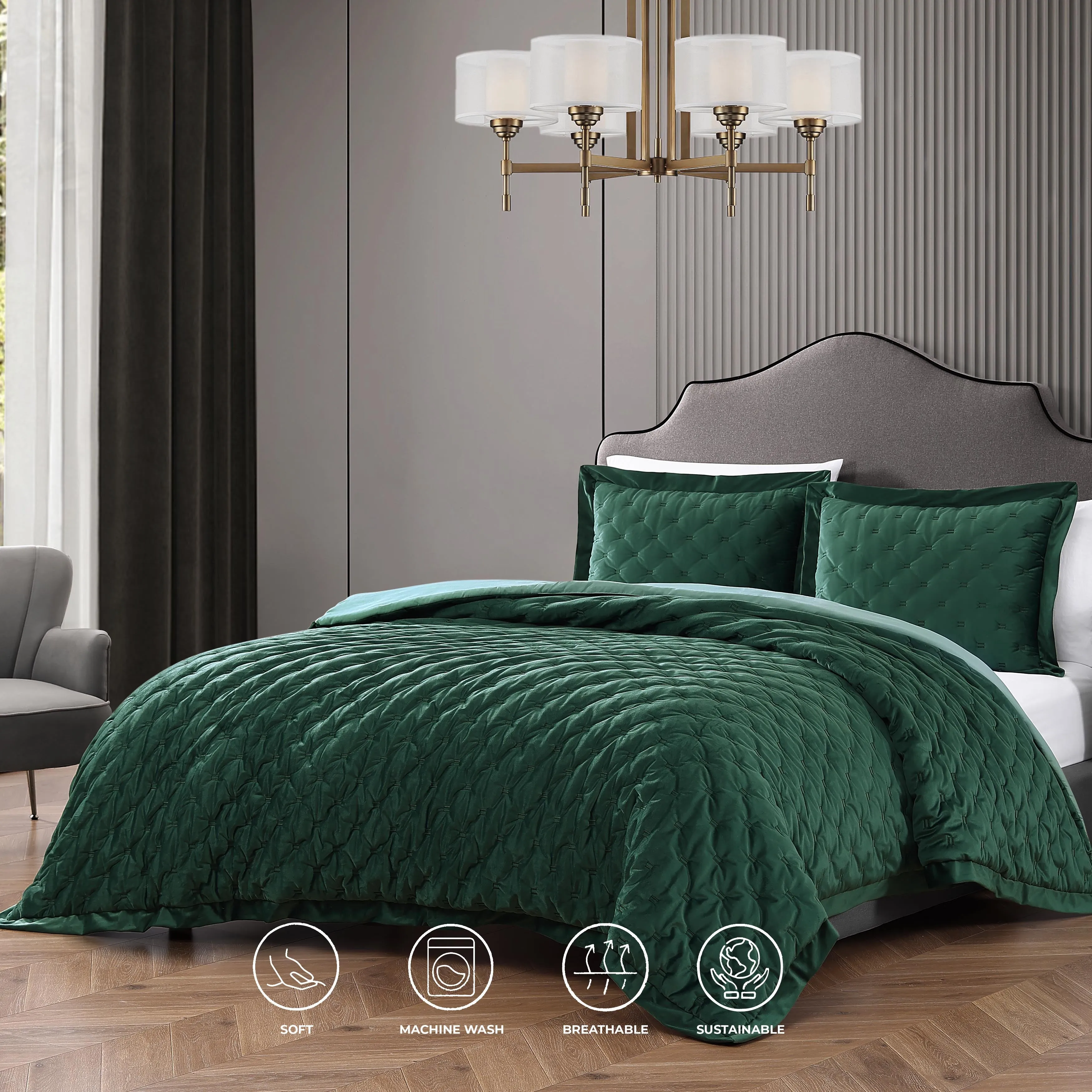 Bebejan 3 Piece Velvet Comforter Set sold by Zulily product image thumbnail 2