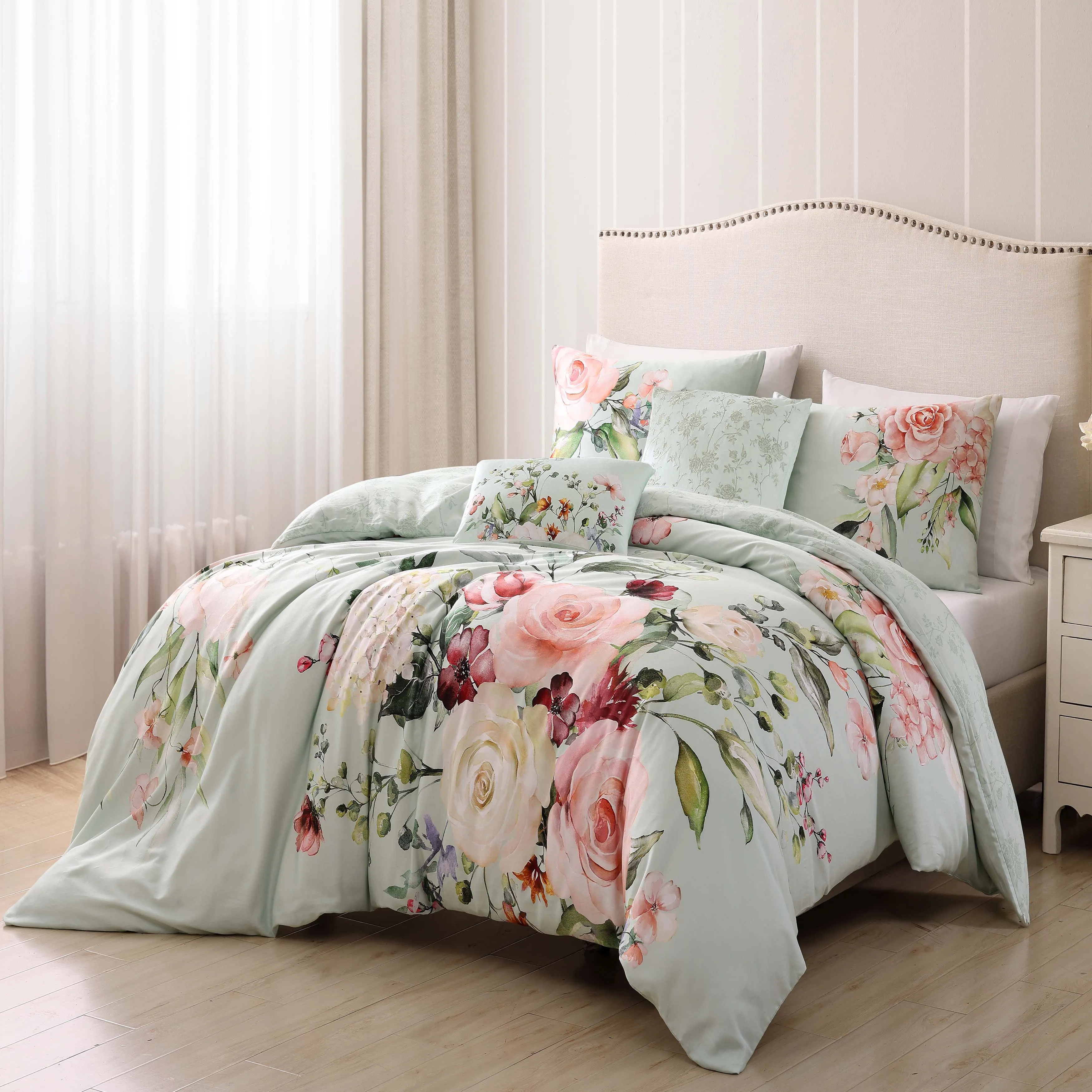 Bebejan Rose on Misty Green 5 Piece Reversible Comforter Set sold by Zulily product image thumbnail 4