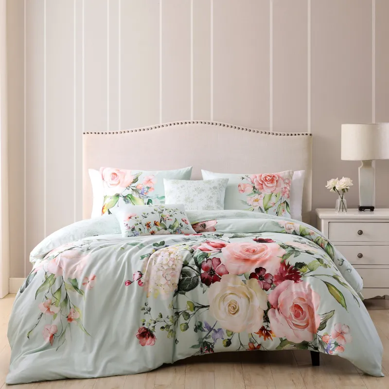 Bebejan Rose on Misty Green 5 Piece Reversible Comforter Set sold by Zulily