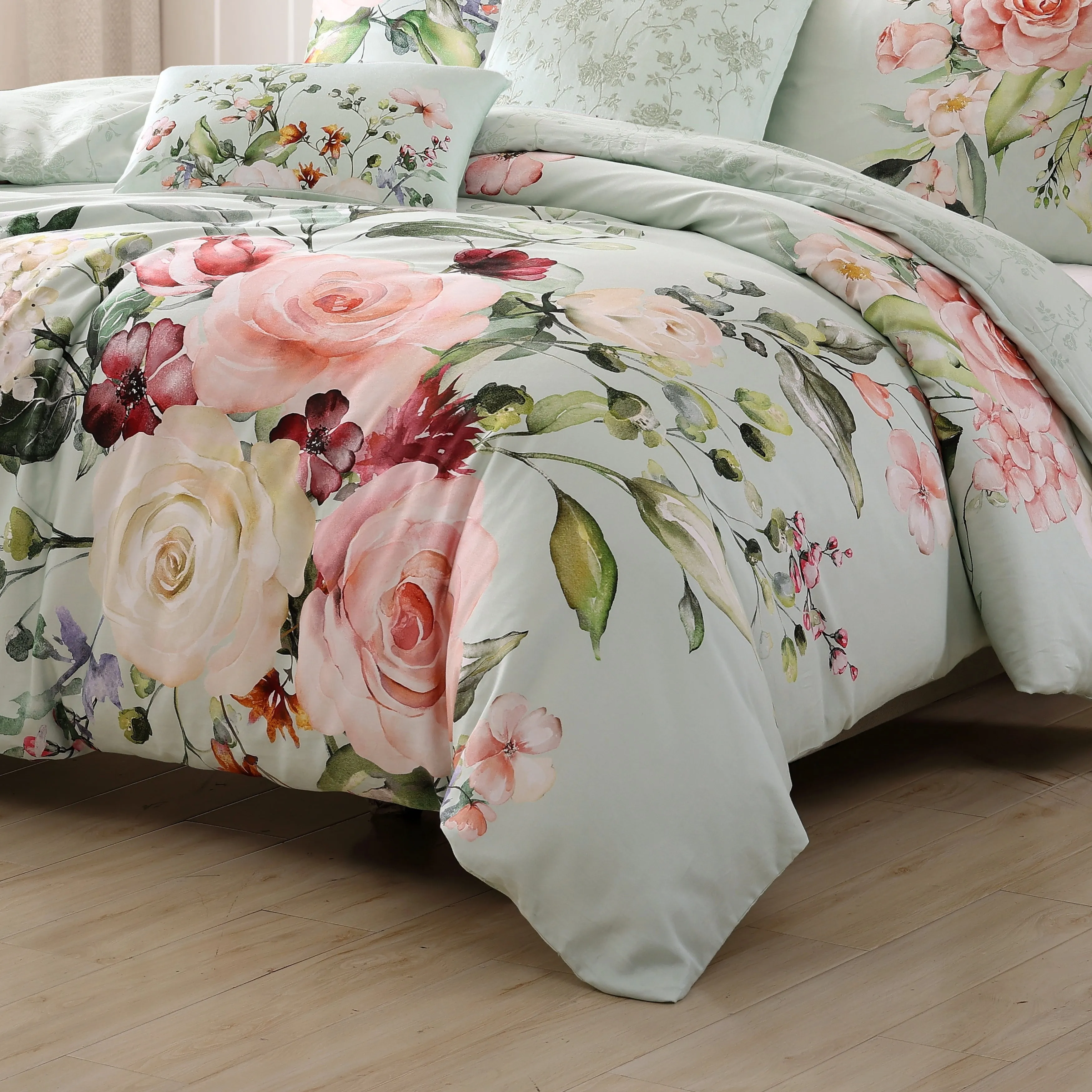 Bebejan Rose on Misty Green 5 Piece Reversible Comforter Set sold by Zulily product image thumbnail 5