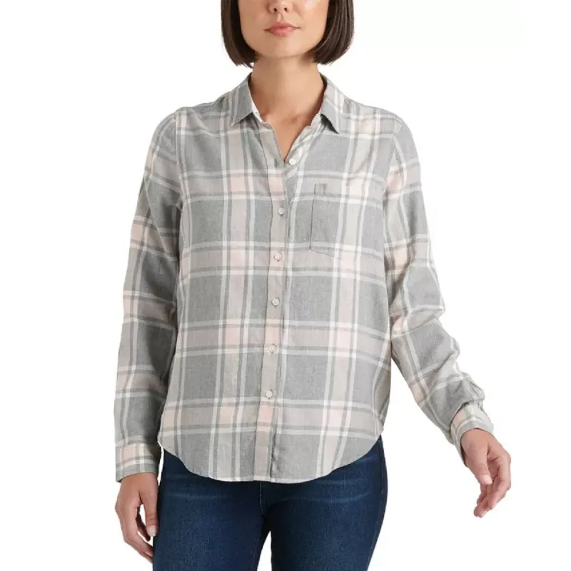 Lucky Brand Women's Classic Plaid Shirt Gray Size Medium sold by Zulily