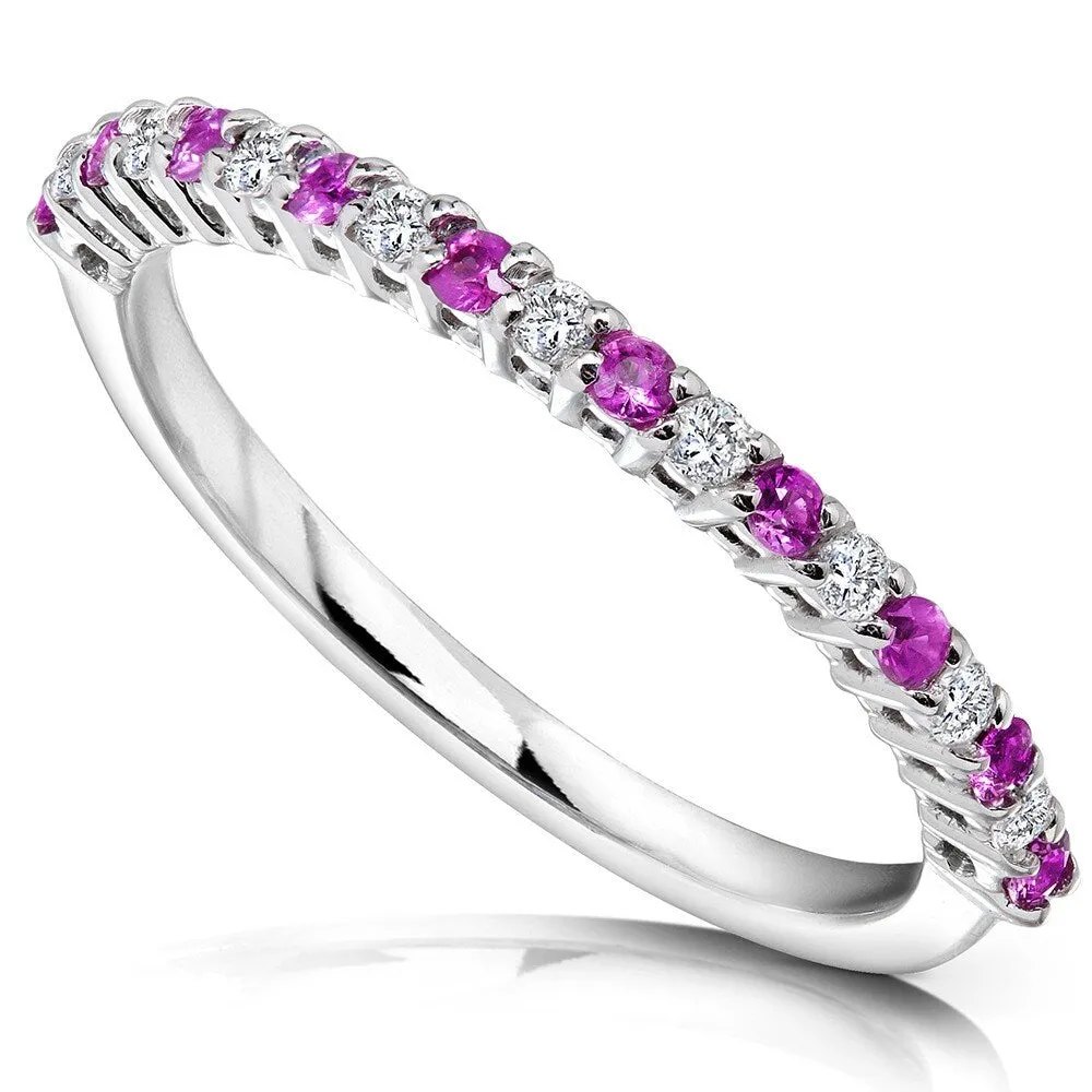Annello by Kobelli 14k White Gold 1/4ct TGW Pink Sapphire and Diamond Band sold by Zulily product image thumbnail 3