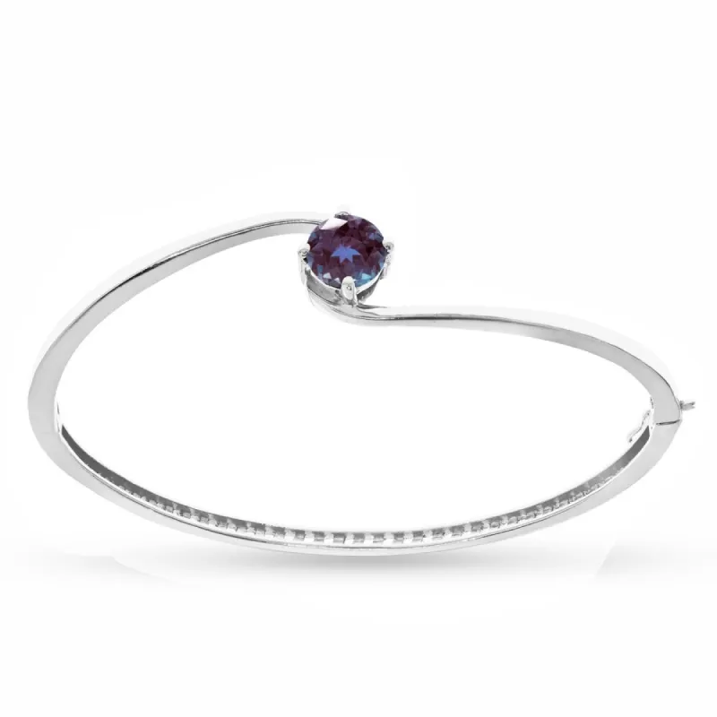 Sterling Silver with Color Changing Alexandrite Bangle Bracelet-7.25" sold by Zulily