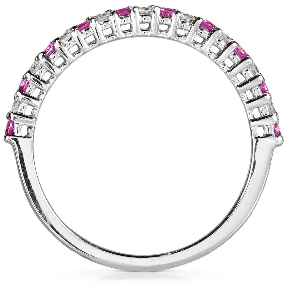 Annello by Kobelli 14k White Gold 1/4ct TGW Pink Sapphire and Diamond Band sold by Zulily product image thumbnail 4