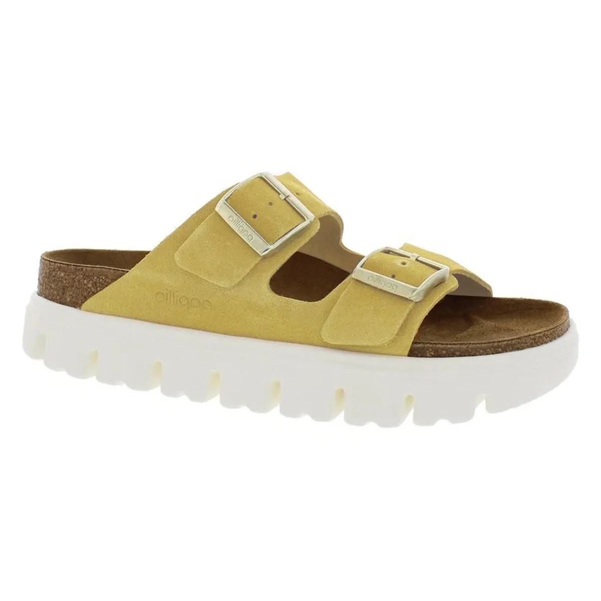 Birkenstock Women's Arizona Platform Suede Leather Ochre Sandals sold by Zulily