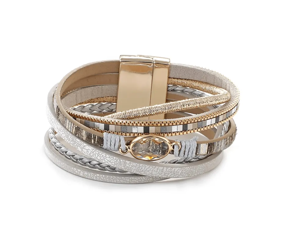 Grey Multi Strand Faux Leather Bracelet sold by Zulily