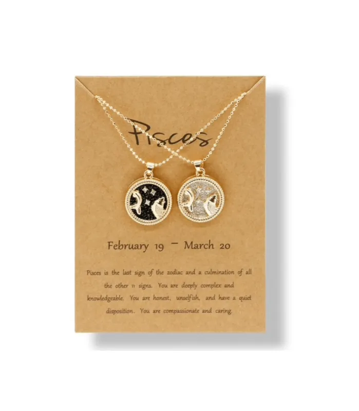 Crystal & 18K Goldtone Plated Zodiac Circular Set of 2 Pendant Necklaces - Pisces sold by Zulily